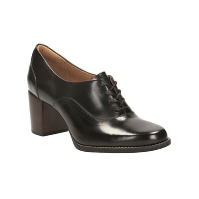 Clarks Black Leather Tarah Victoria Lace Up Shoe